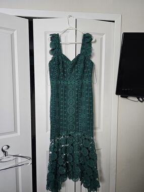 New York & Company Emerald Green Crochet Midi Dress